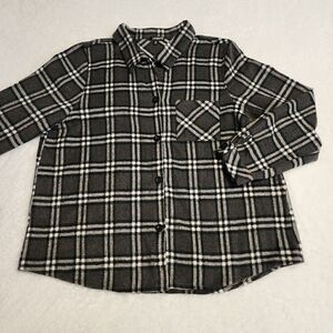 1 Clique Womens Gray and Black Plaid Flannel Shacket Size 3X